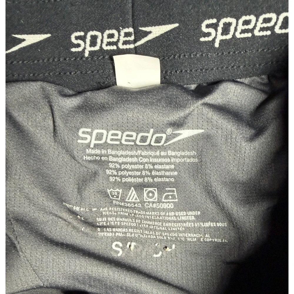 Speedo Swim Trunks Men's Small Black Zipper Pocket Quick Dry Board Shorts